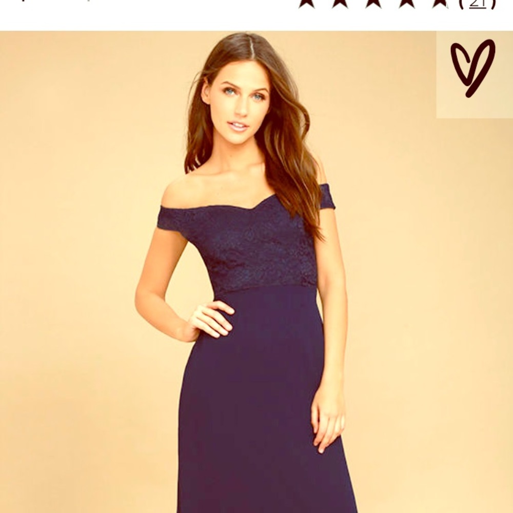 Formal dress-off the shoulder -navy- Lulus- NWT!